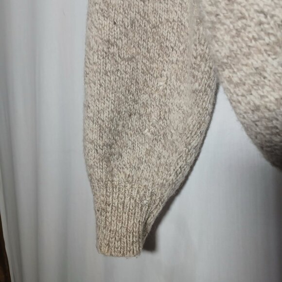 L.L. Bean Men's Wool Sweater Size Large Button Detail Beige Heather - Picture 10 of 12